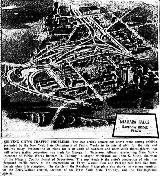 Niagara Falls NY Gazette 1954 Oct-Nov Grayscale -  crazy nf highway plan downtown map.jpg